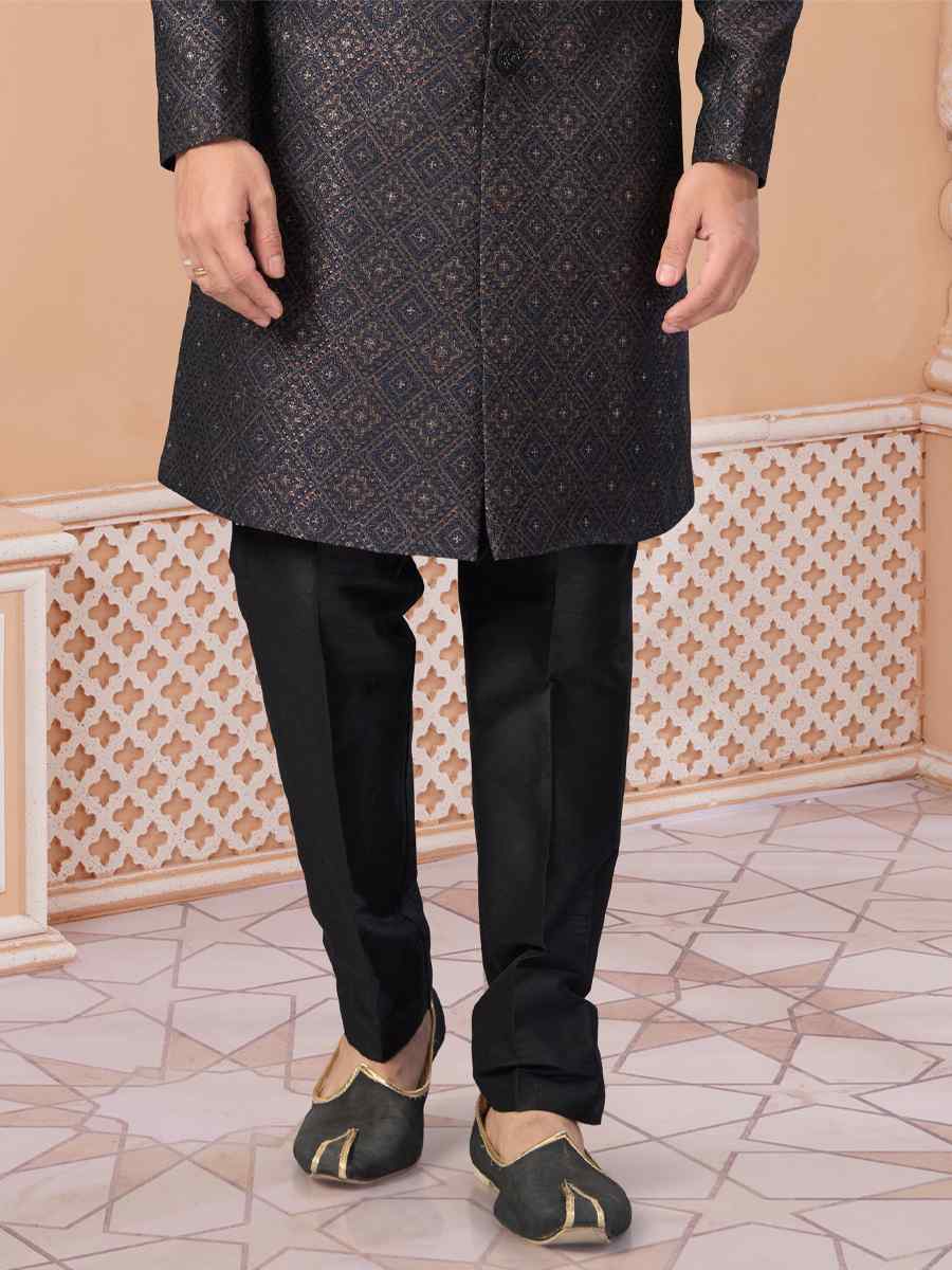 Multi Jacquard Embroidered Groom Wedding Sherwani