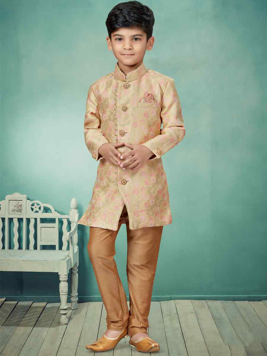 Multi Jacquard Embroidered Party Festival Kurta Pyjama Boys Wear