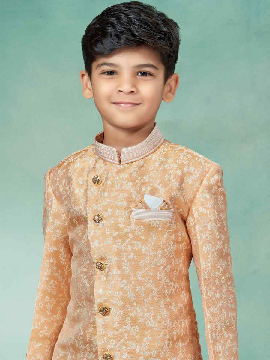 Multi Jacquard Embroidered Party Festival Kurta Pyjama Boys Wear