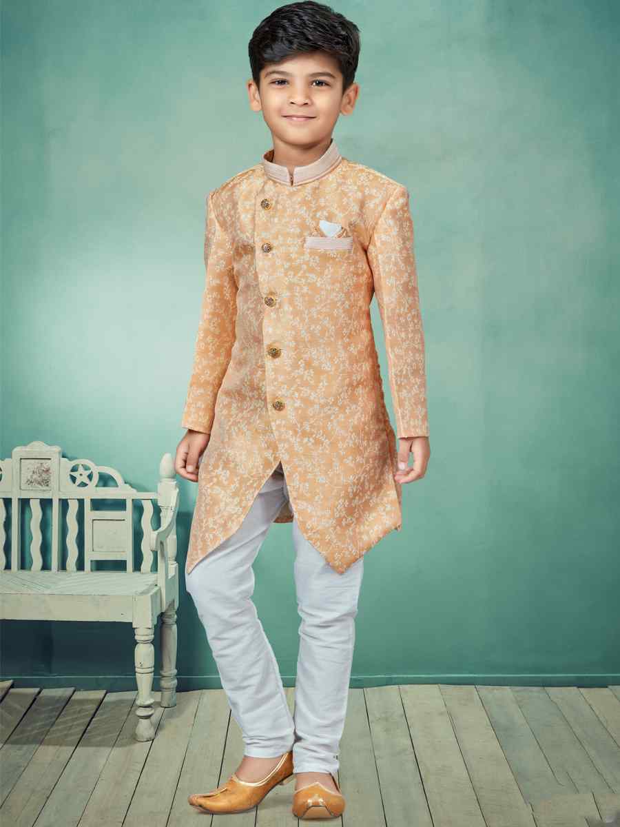 Multi Jacquard Embroidered Party Festival Kurta Pyjama Boys Wear