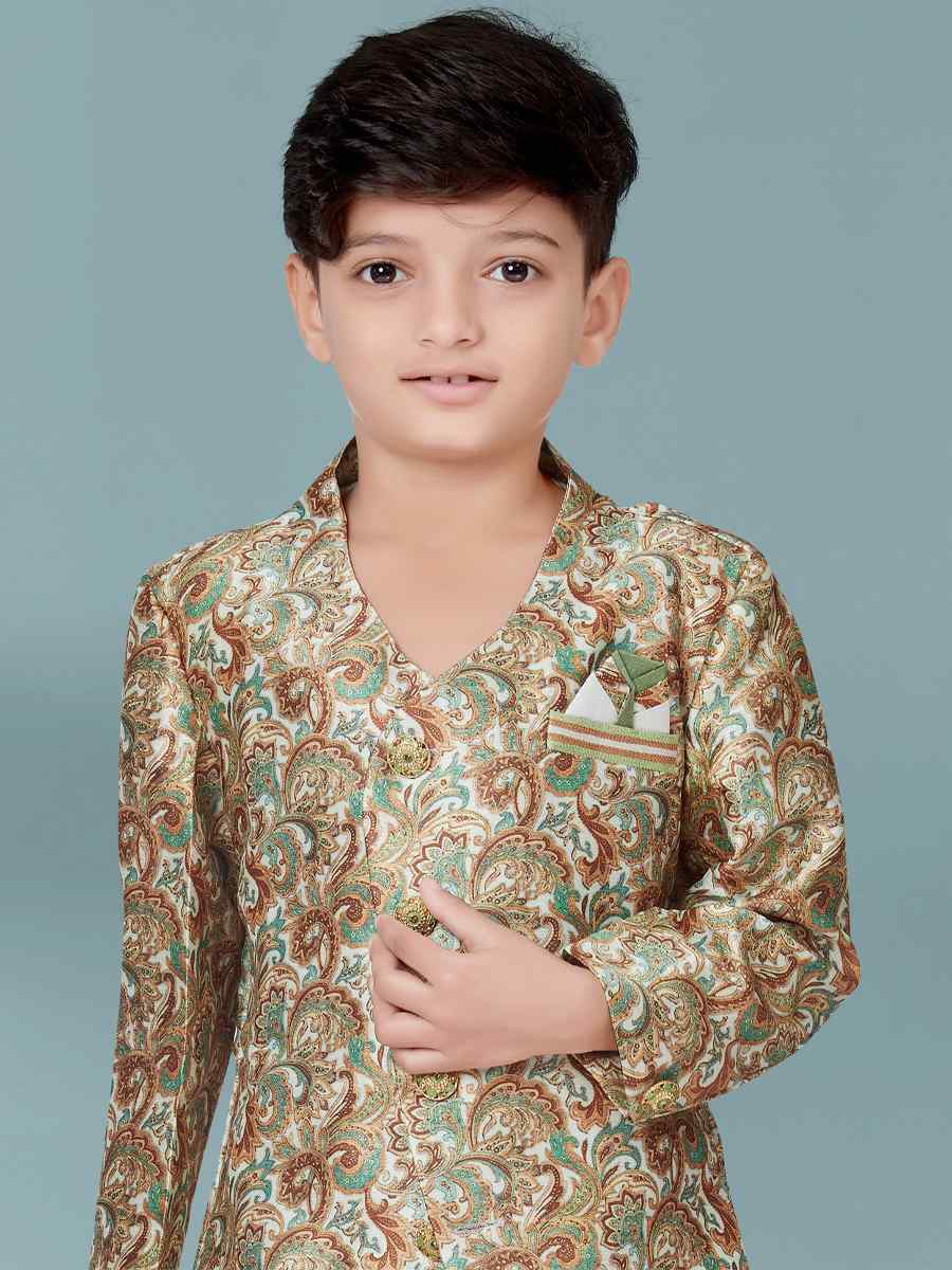 Multi Jacquard Floral Party Festival Kurta Dhoti Boys Wear