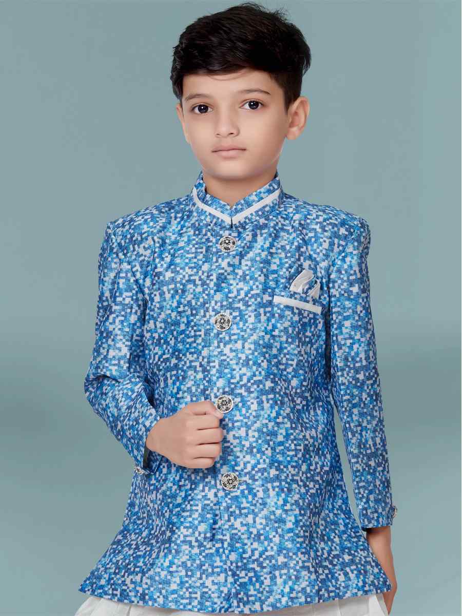 Multi Jacquard Floral Party Festival Kurta Dhoti Boys Wear