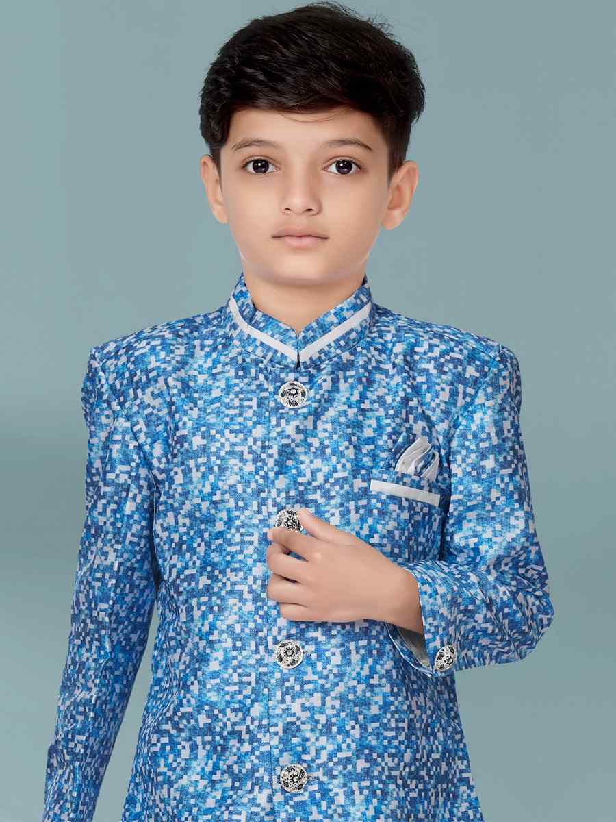 Multi Jacquard Floral Party Festival Kurta Dhoti Boys Wear