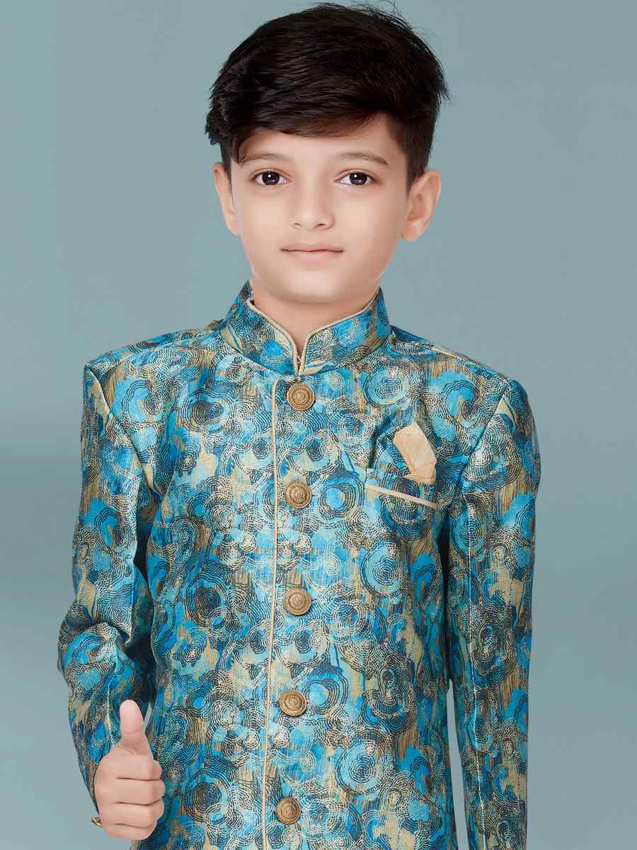 Multi Jacquard Floral Party Festival Kurta Dhoti Boys Wear