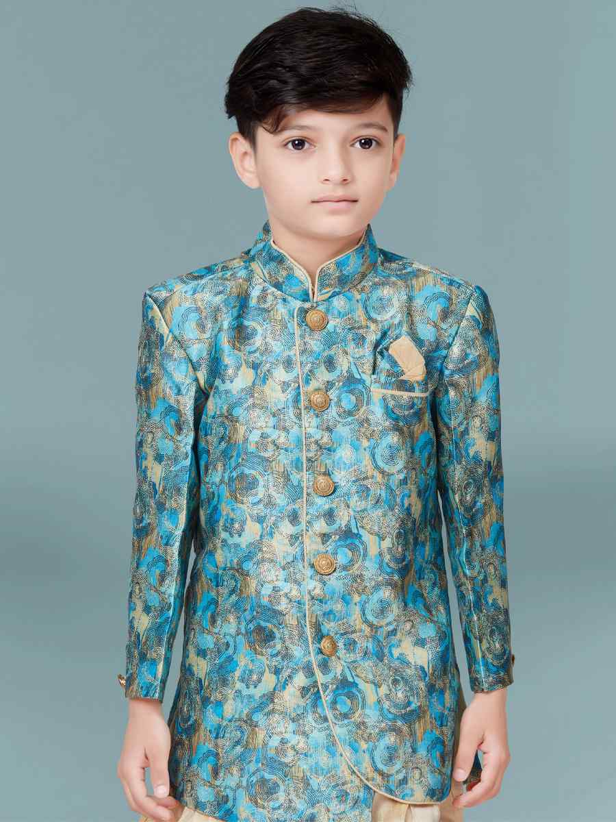 Multi Jacquard Floral Party Festival Kurta Dhoti Boys Wear