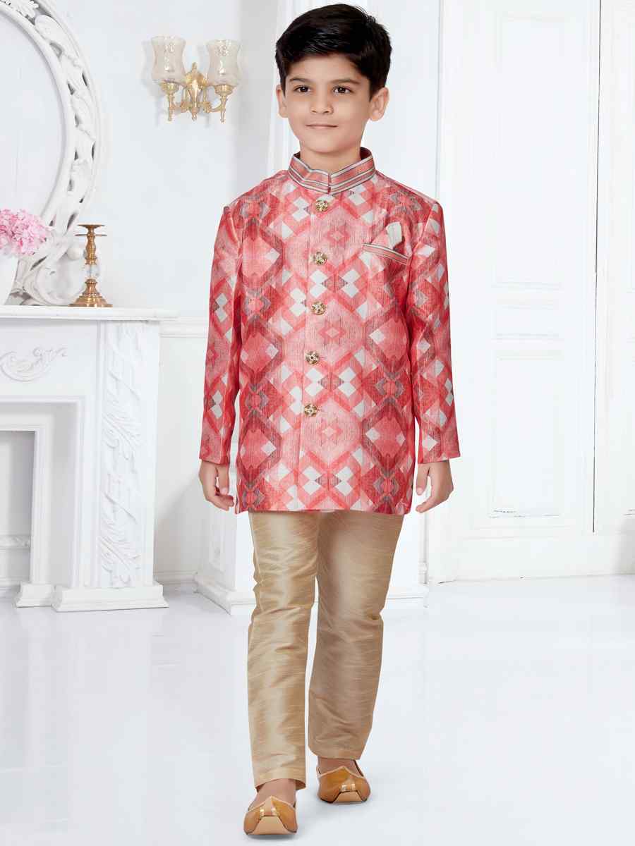 Multi Jacquard Floral Party Festival Kurta Pyjama Boys Wear