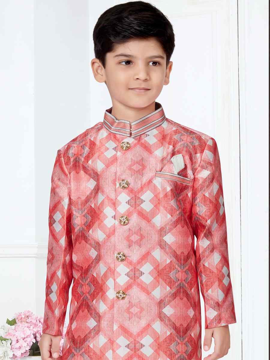 Multi Jacquard Floral Party Festival Kurta Pyjama Boys Wear