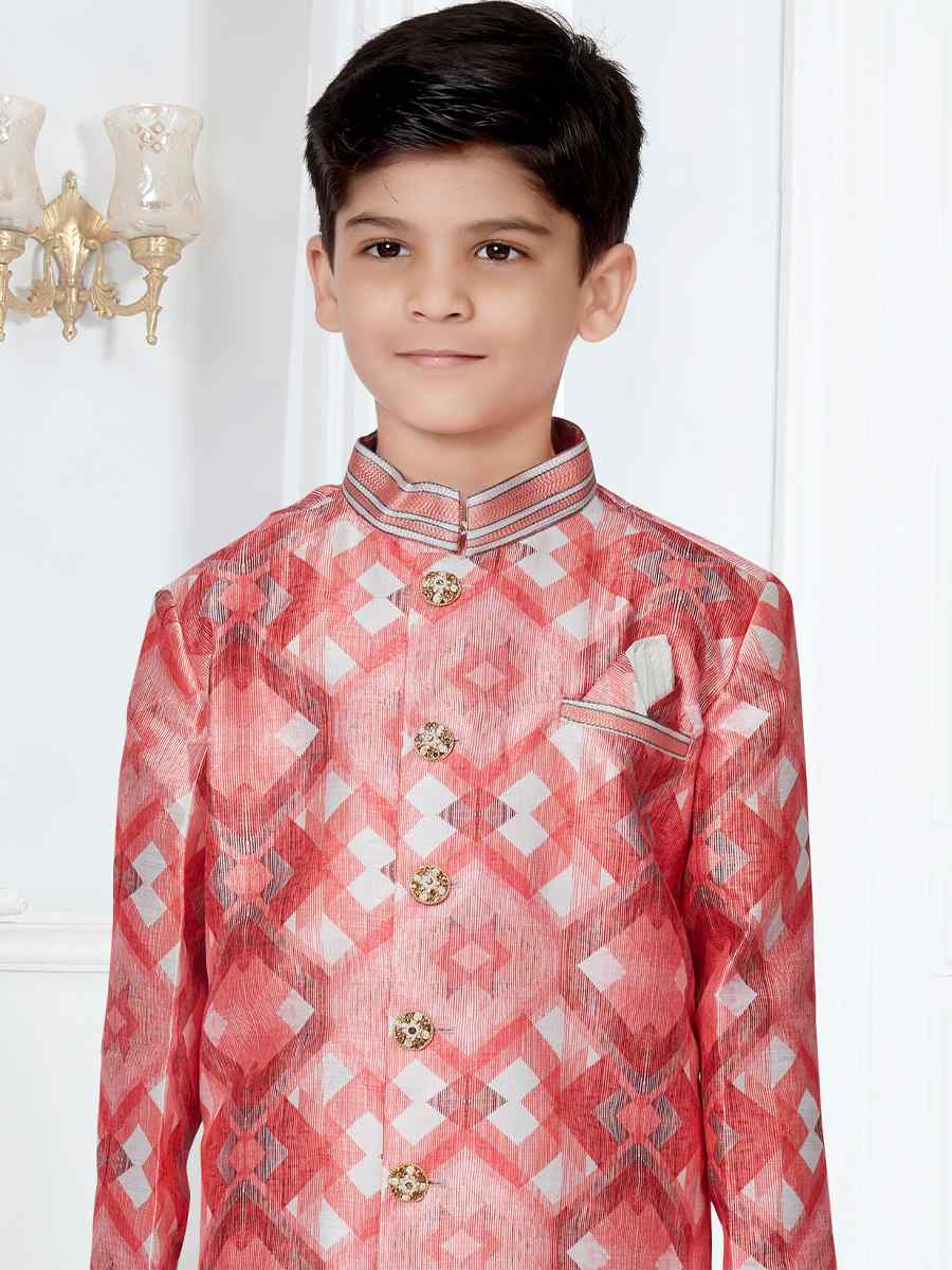 Multi Jacquard Floral Party Festival Kurta Pyjama Boys Wear