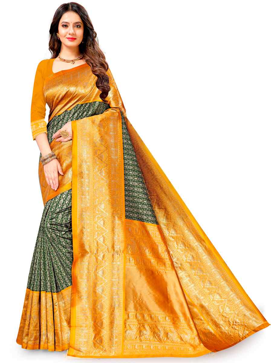 Multi Jacquard Handwoven Wedding Festival Heavy Border Saree