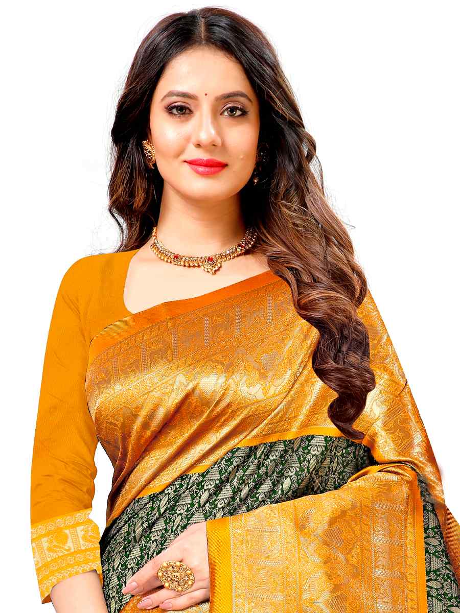 Multi Jacquard Handwoven Wedding Festival Heavy Border Saree