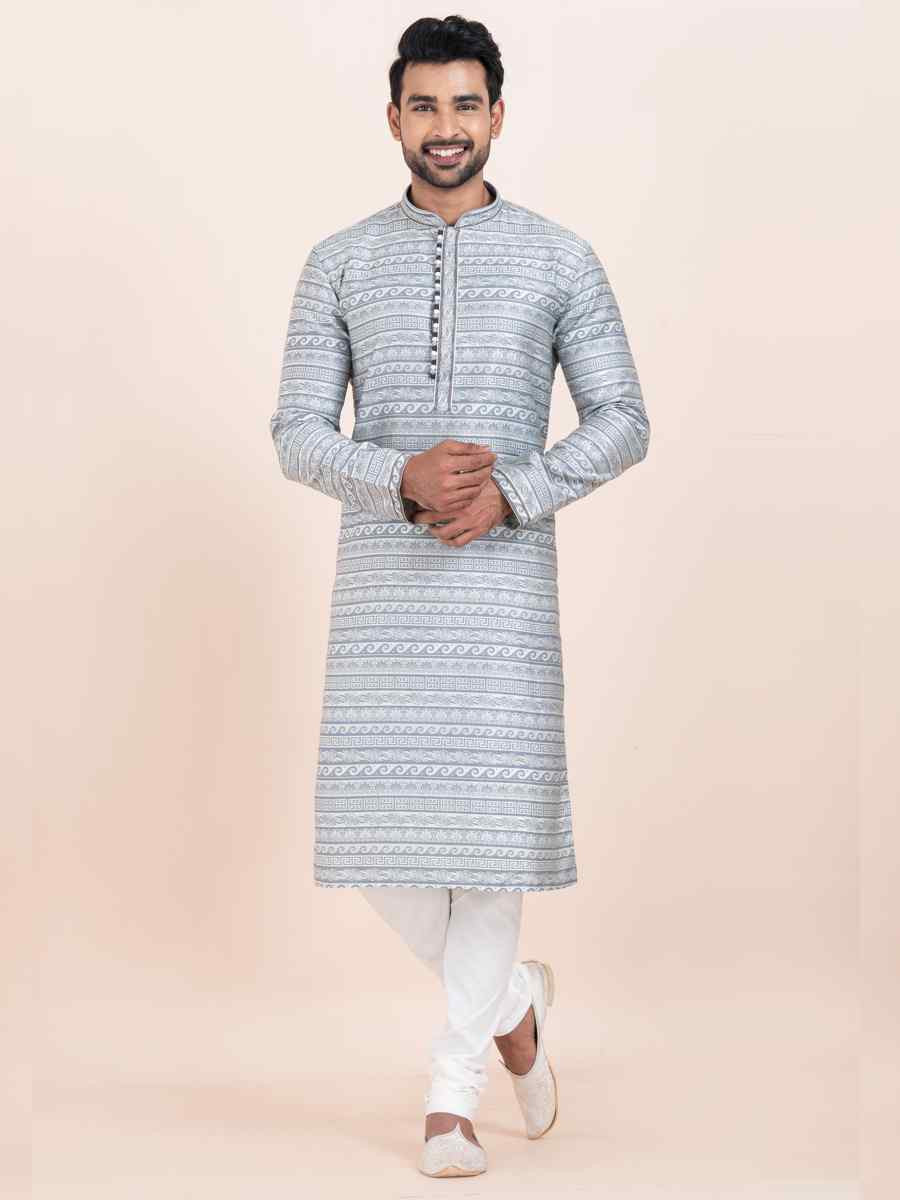 Multi Jacquard Silk Printed Festival Wedding Kurta Pyjama Men039s Wear