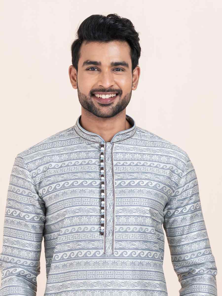 Multi Jacquard Silk Printed Festival Wedding Kurta Pyjama Men039s Wear