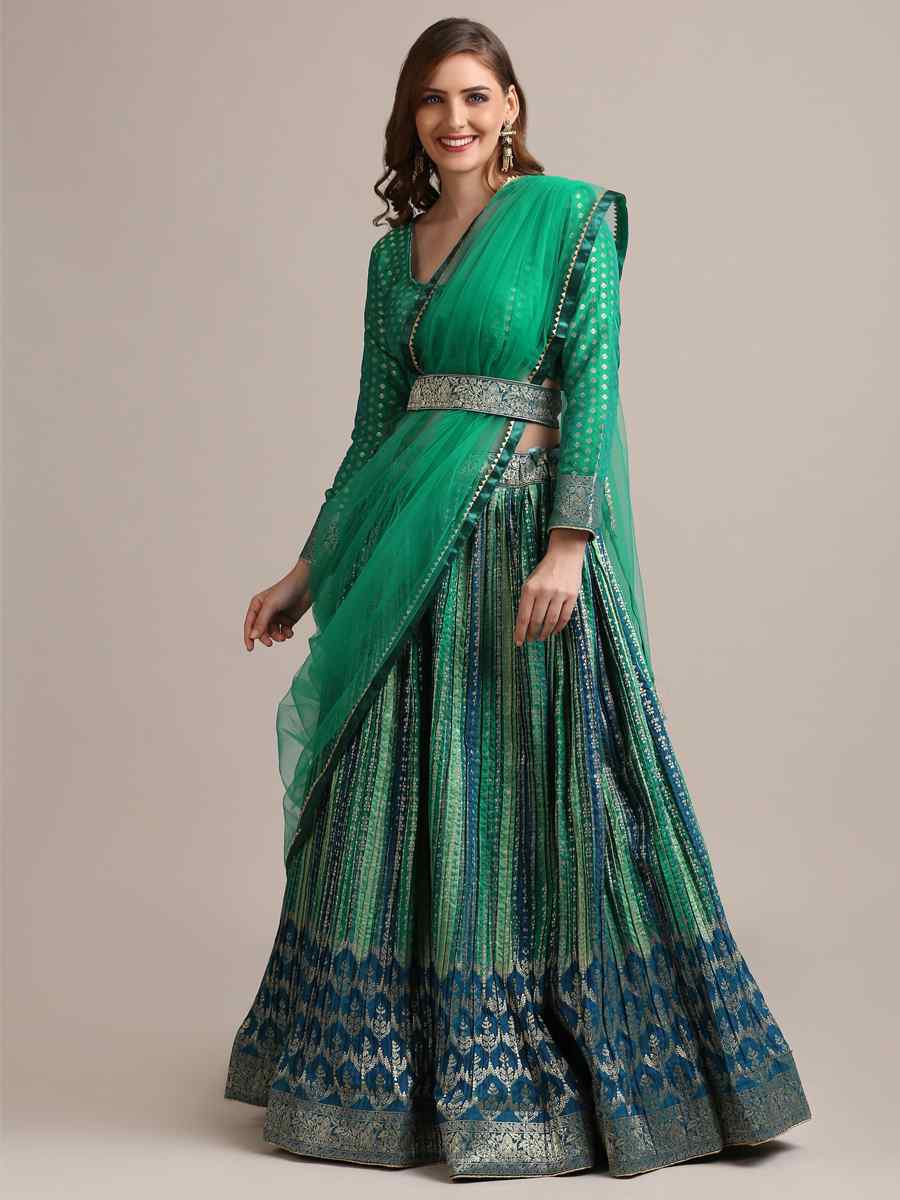 Multi Jacquard Silk Zari Wedding Festival Circular Lehenga Choli