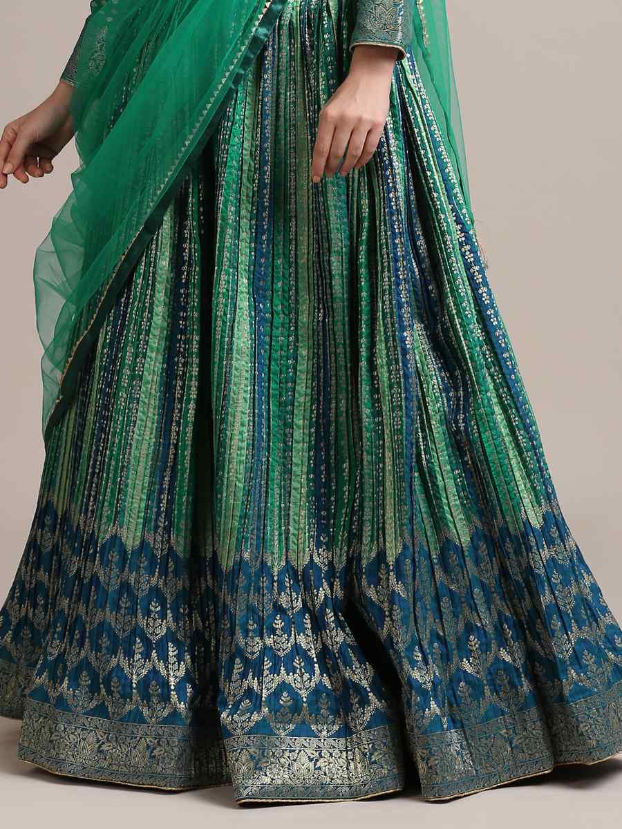 Multi Jacquard Silk Zari Wedding Festival Circular Lehenga Choli
