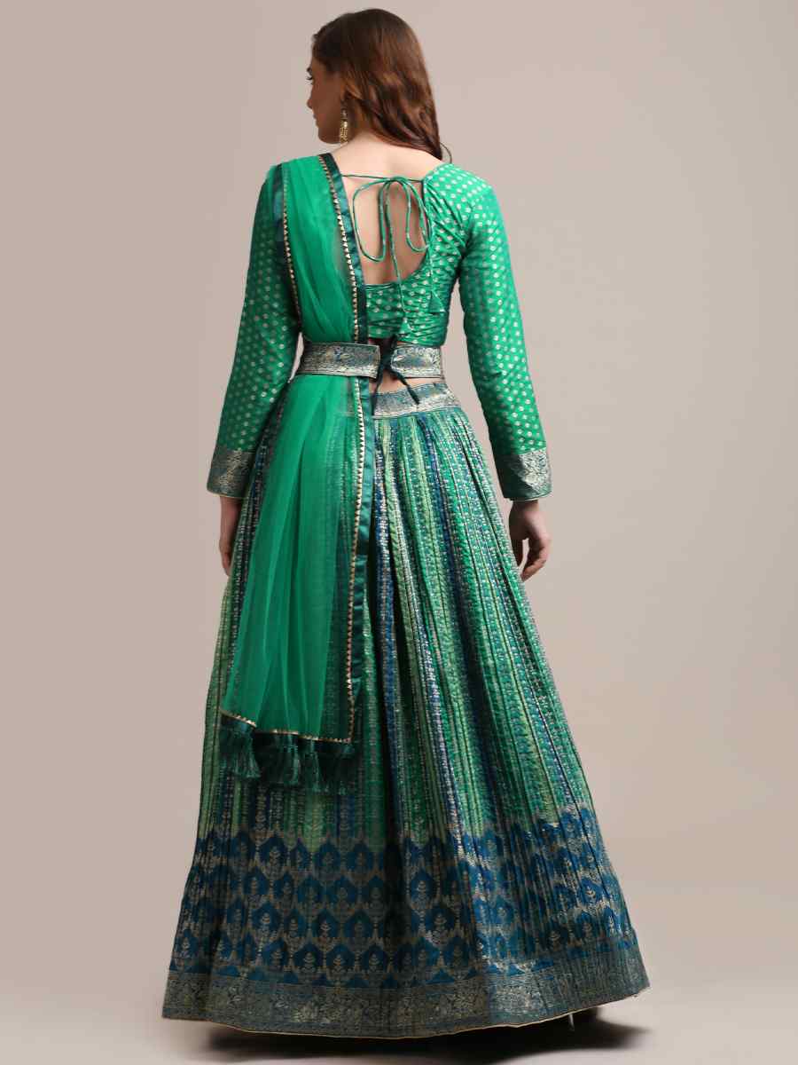 Multi Jacquard Silk Zari Wedding Festival Circular Lehenga Choli
