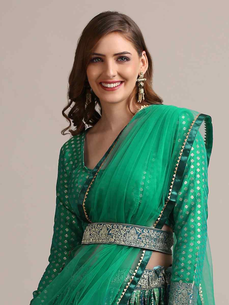 Multi Jacquard Silk Zari Wedding Festival Circular Lehenga Choli