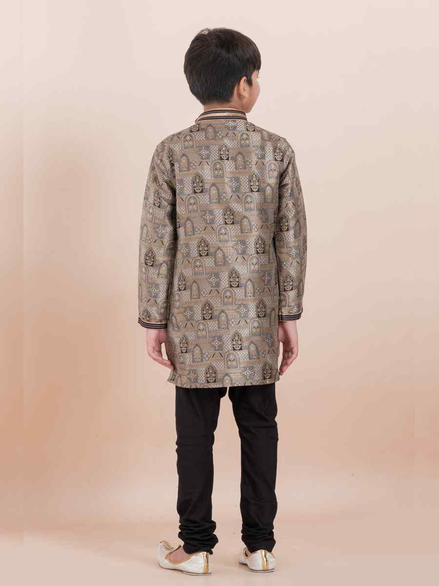 Multi Jacquard Slik Embroidered Festival Traditional Kurta Pyjama Boys Wear