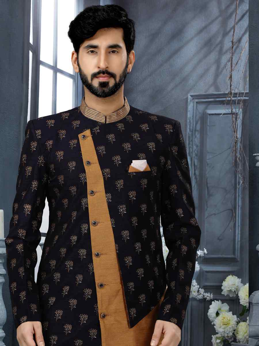 Multi Jacquard Woven Festival Wedding Sherwani