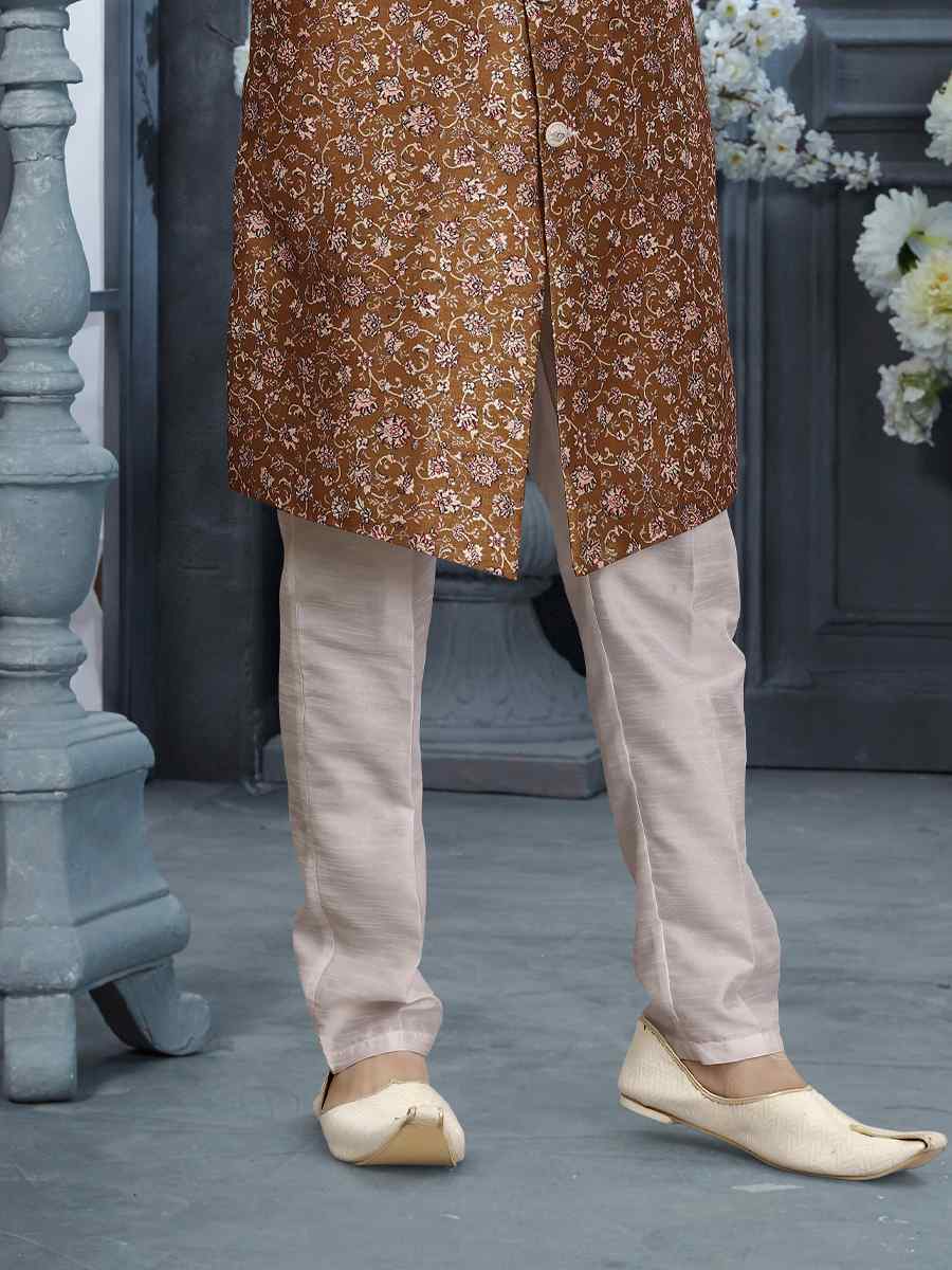 Multi Jacquard Woven Festival Wedding Sherwani