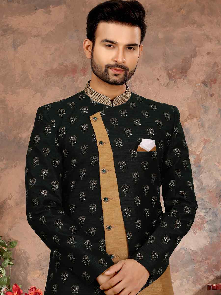 Multi Jacquard Woven Festival Wedding Sherwani