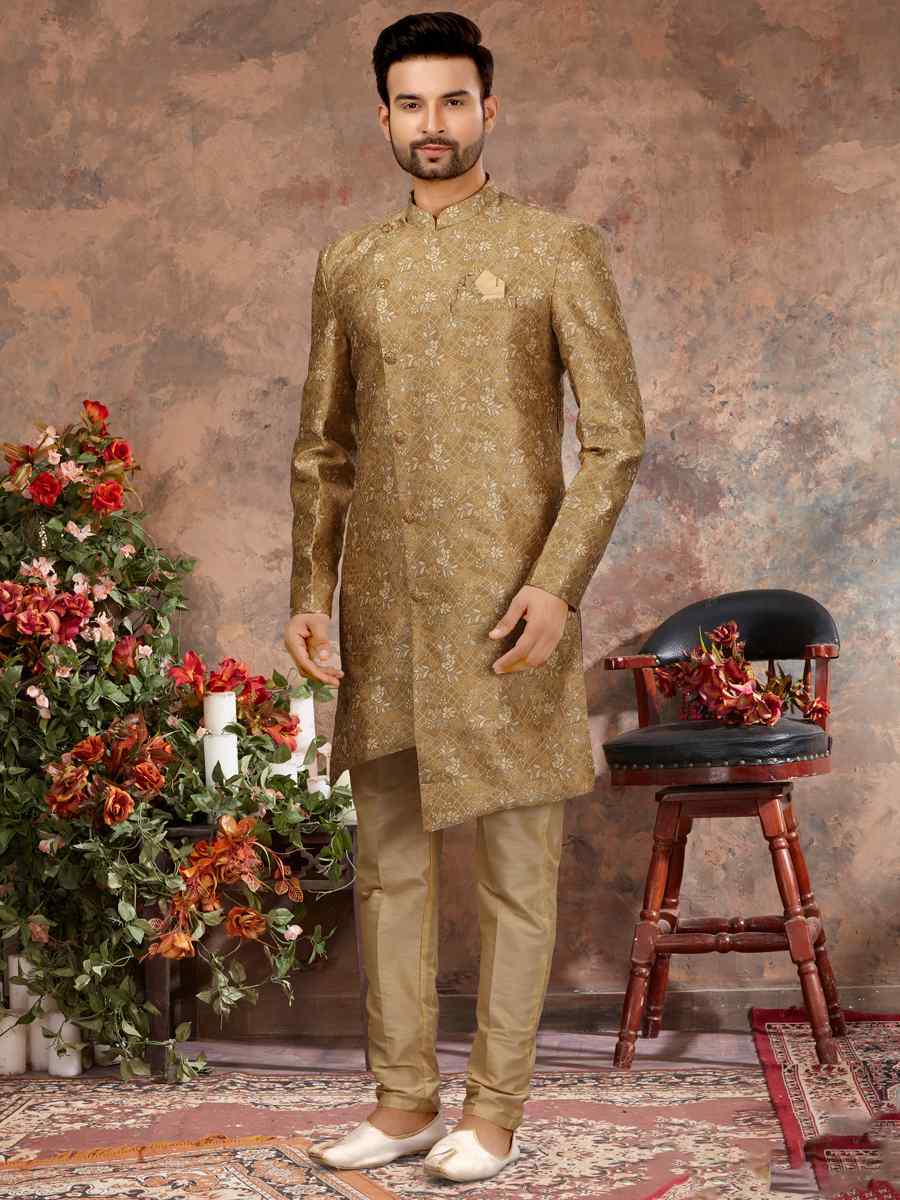 Multi Jacquard Woven Festival Wedding Sherwani