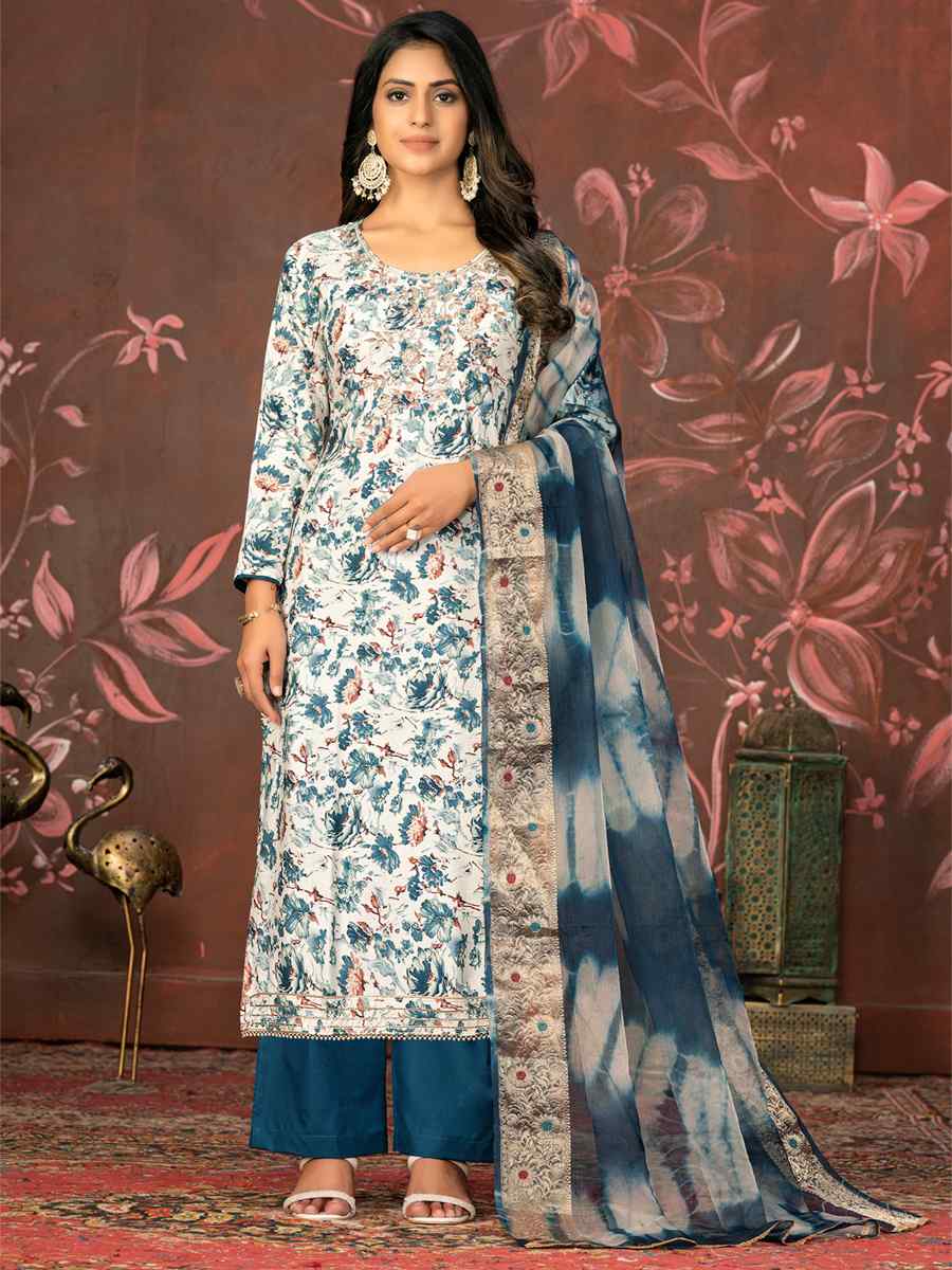 Multi Jam Cotton Embroidered Casual Festival Pant Salwar Kameez