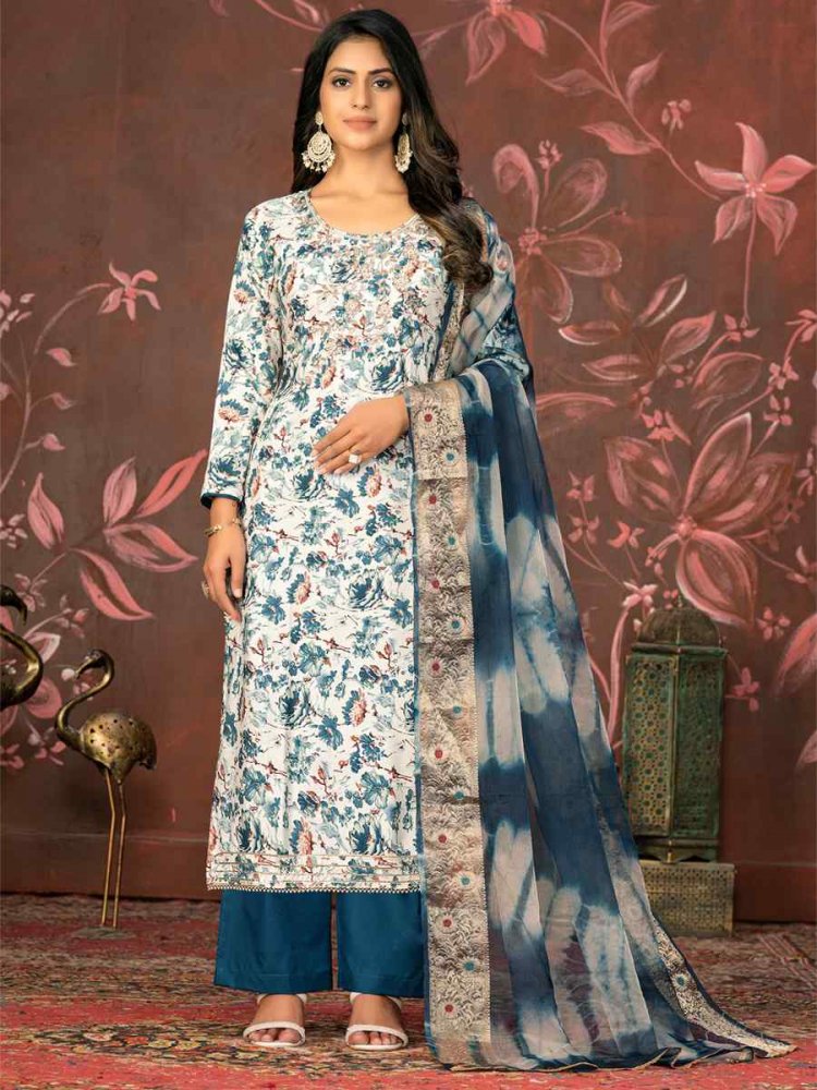 Multi Jam Cotton Embroidered Casual Festival Pant Salwar Kameez