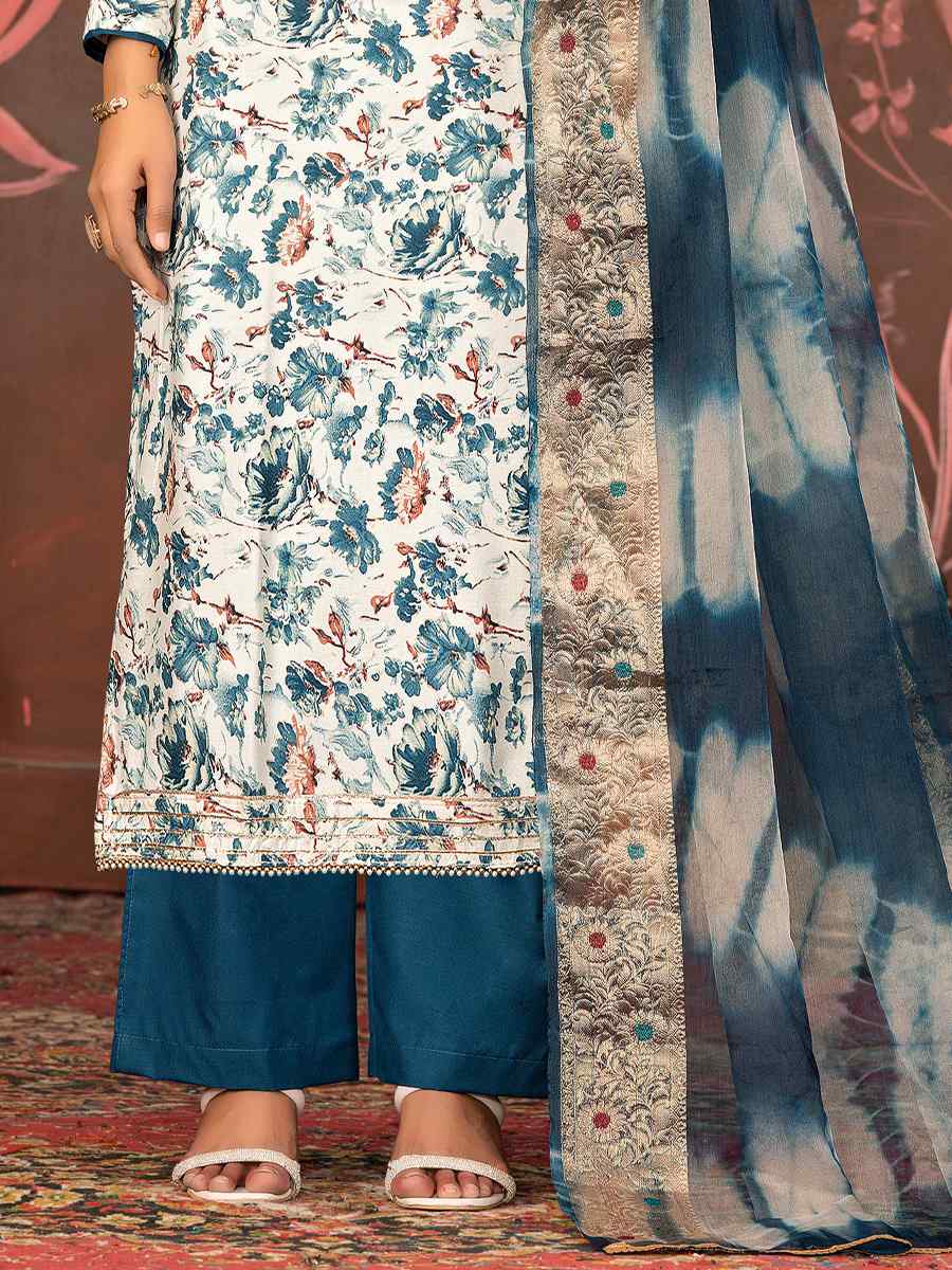 Multi Jam Cotton Embroidered Casual Festival Pant Salwar Kameez