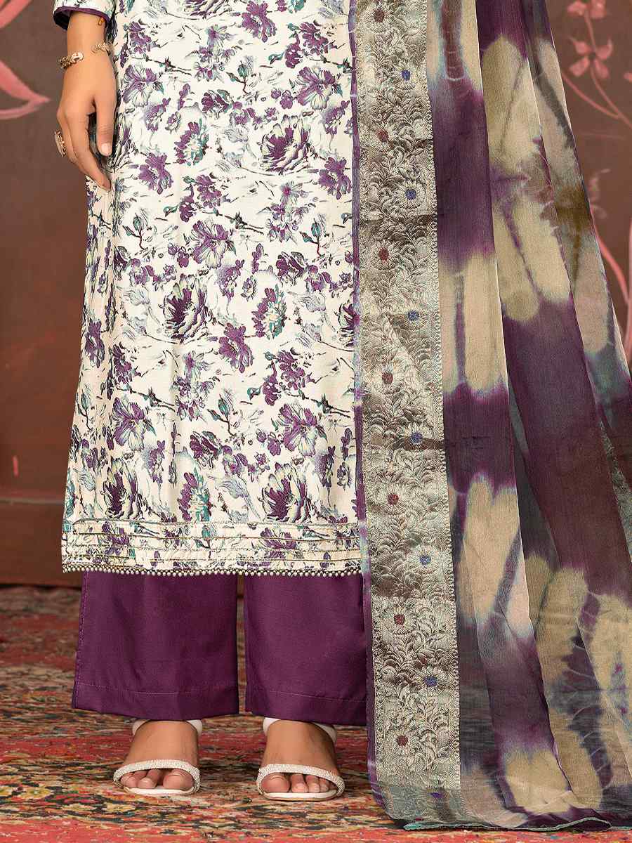 Multi Jam Cotton Embroidered Casual Festival Pant Salwar Kameez