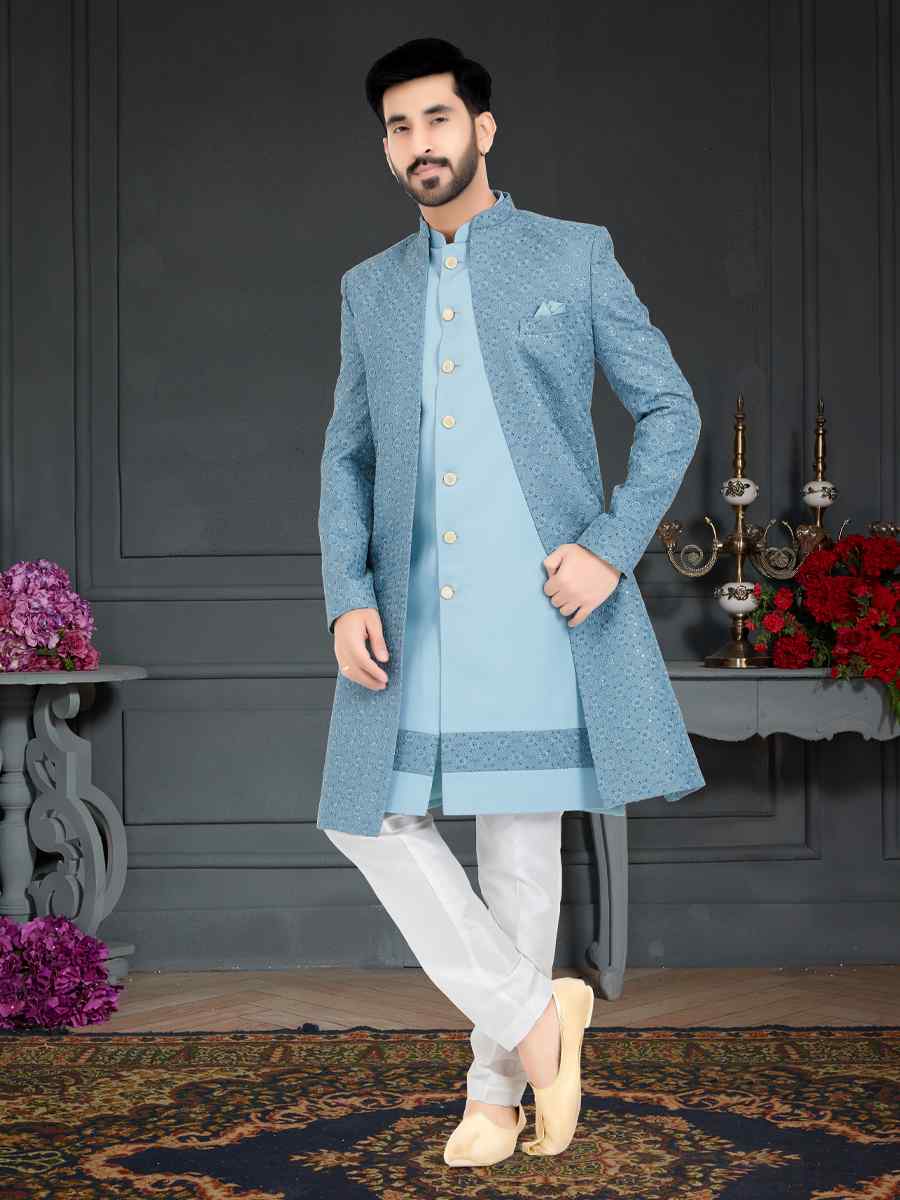 Multi Jecquard Woven Festival Party Sherwani