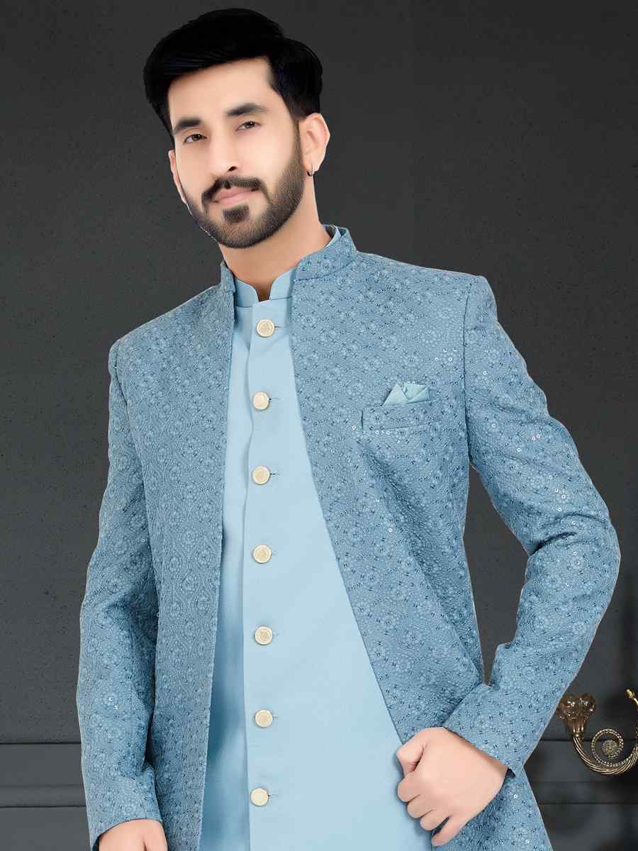 Multi Jecquard Woven Festival Party Sherwani