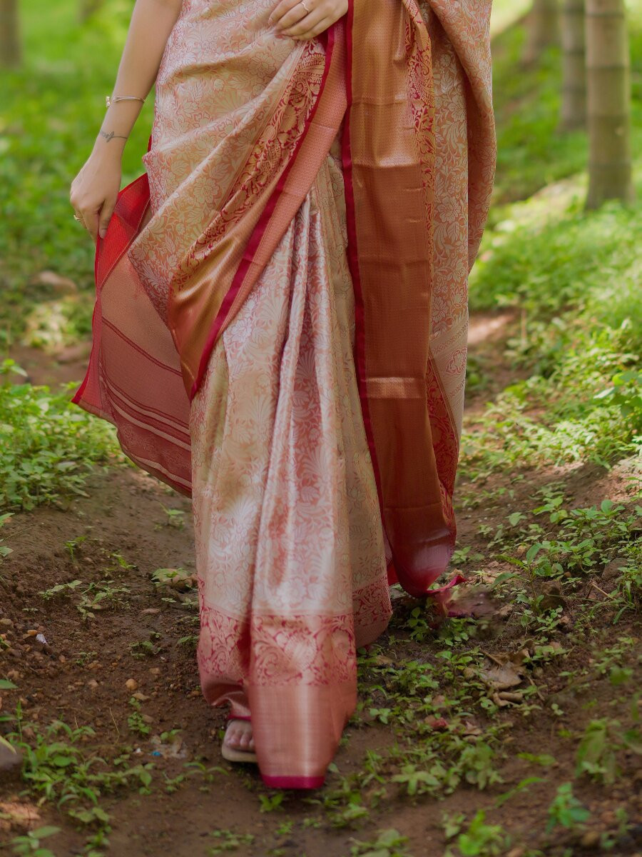 Multi Kanchipuram Silk Zari Weaving Wedding Reception Party Festival Casual Heavy Border Sarees