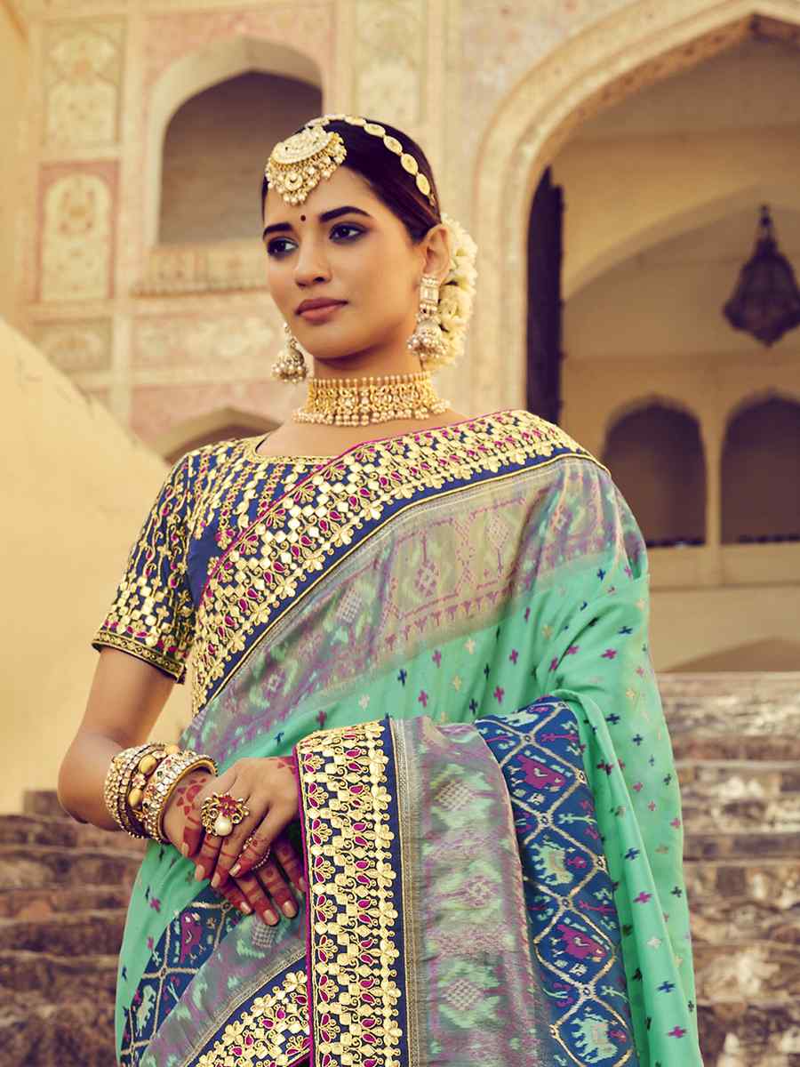 Multi Kanjivaram Pure Silk Embroidered Wedding Festival Heavy Border Saree