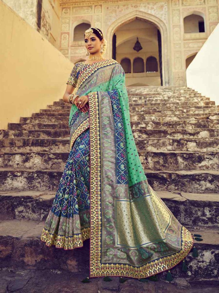 Multi Kanjivaram Pure Silk Embroidered Wedding Festival Heavy Border Saree