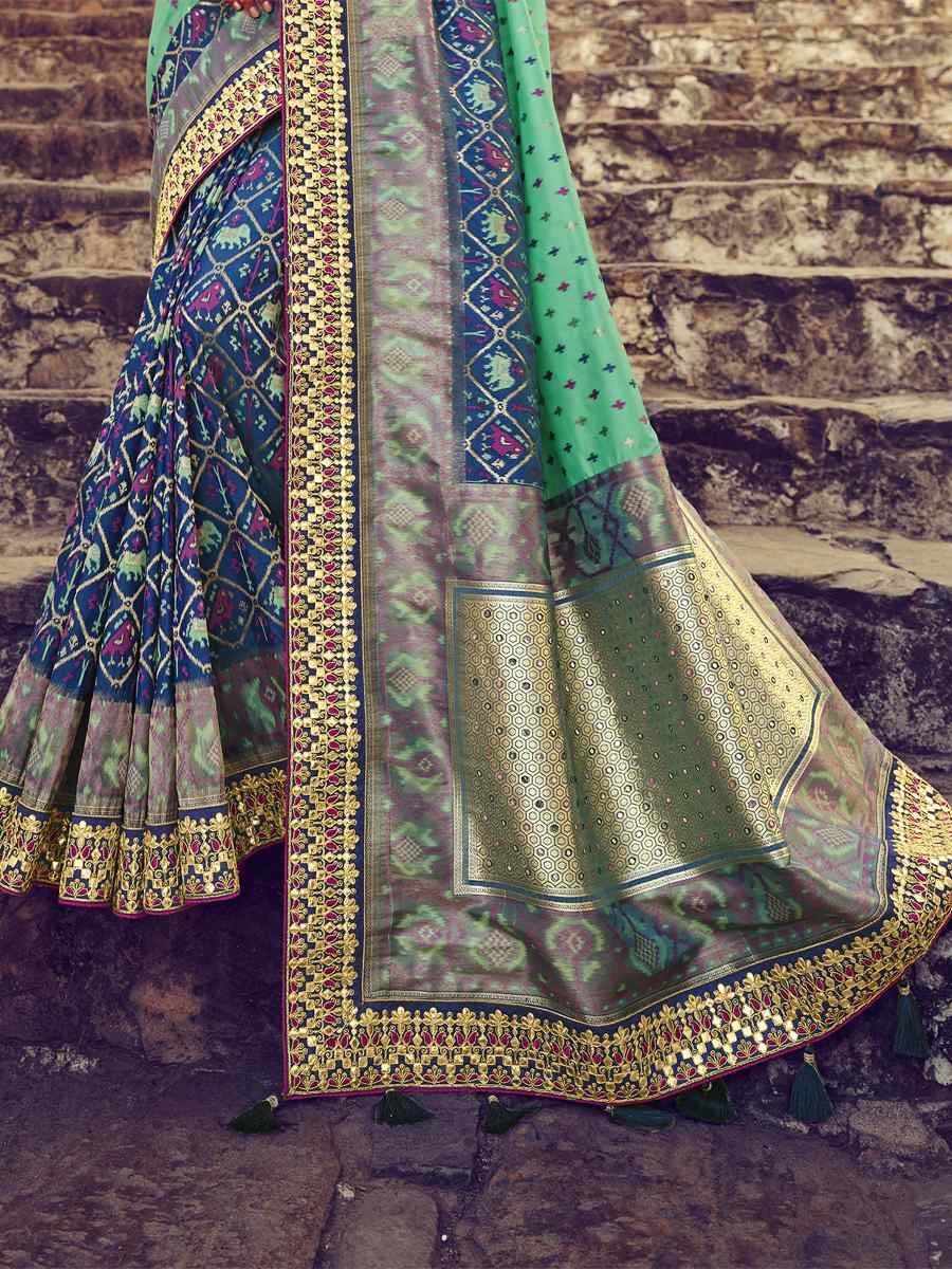 Multi Kanjivaram Pure Silk Embroidered Wedding Festival Heavy Border Saree