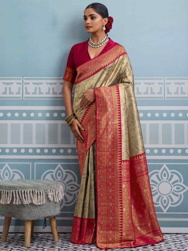 Image of Multi Kanjivaram Soft Silk Kanjivaram Traditional Casual Reception Festival Wedding Fancy Heavy Border Saree