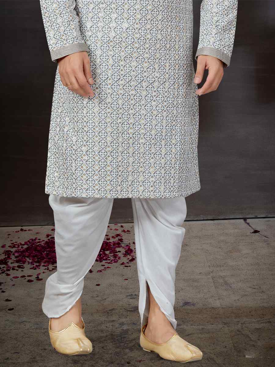 Multi Lucknowi Woven Festival Wedding Kurta