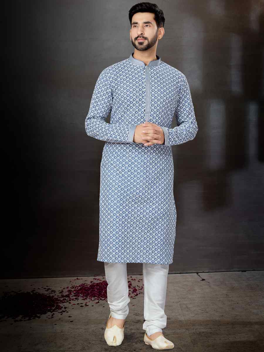 Multi Lucknowi Woven Festival Wedding Kurta