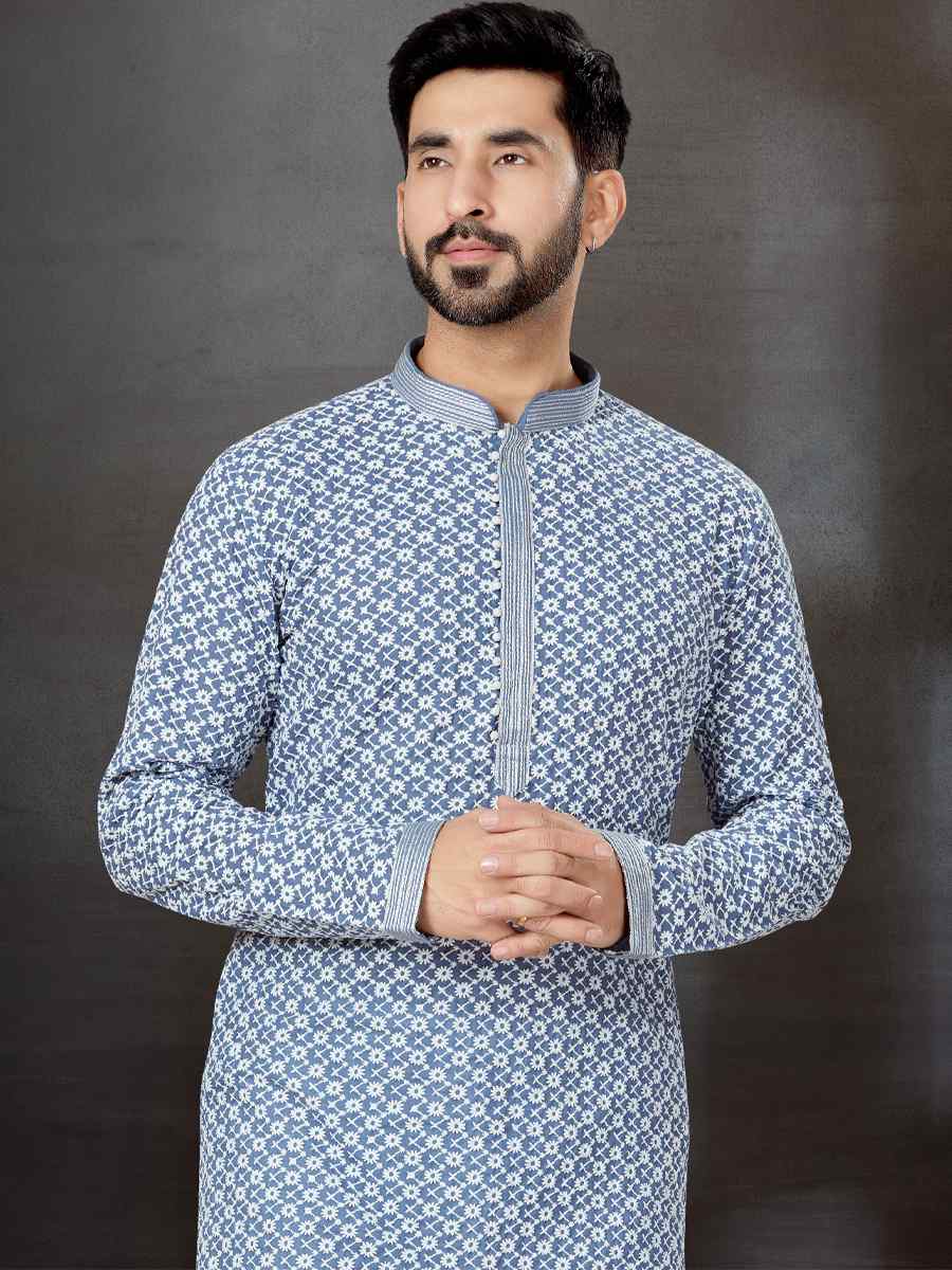 Multi Lucknowi Woven Festival Wedding Kurta