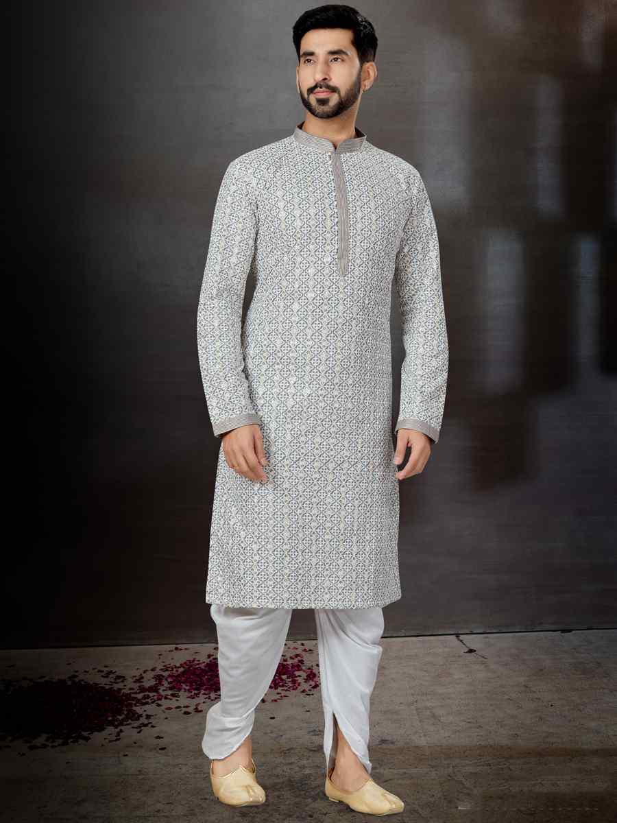 Multi Lucknowi Woven Festival Wedding Kurta