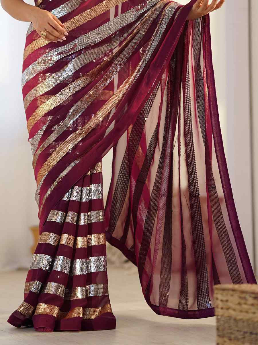 Multi Lux Pv Georgette Handwoven Festival Wedding Heavy Border Saree