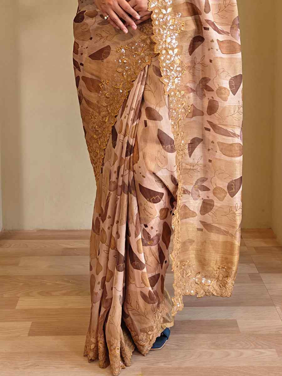 Multi Magicgold Organza Embroidered Festival Wedding Fancy Heavy Border Saree