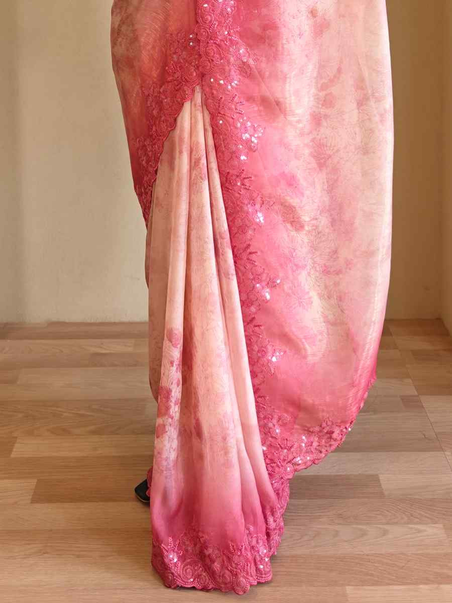 Multi Magicgold Organza Embroidered Festival Wedding Fancy Heavy Border Saree