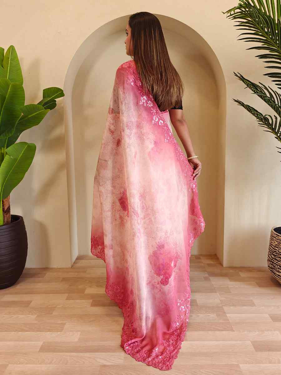 Multi Magicgold Organza Embroidered Festival Wedding Fancy Heavy Border Saree