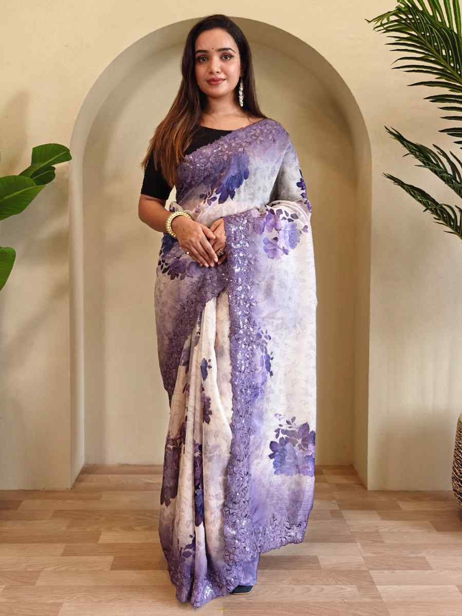 Multi Magicgold Organza Embroidered Festival Wedding Fancy Heavy Border Saree