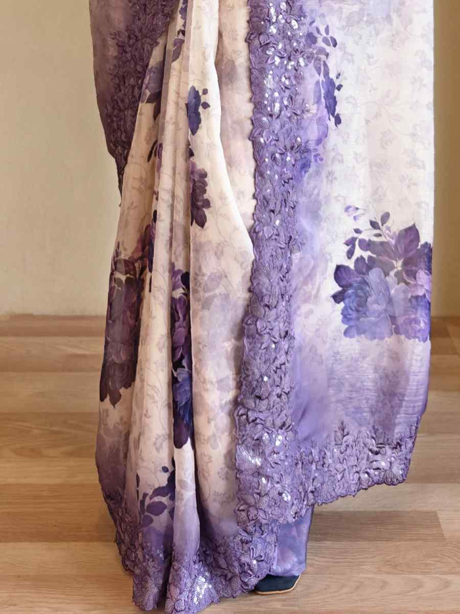 Multi Magicgold Organza Embroidered Festival Wedding Fancy Heavy Border Saree