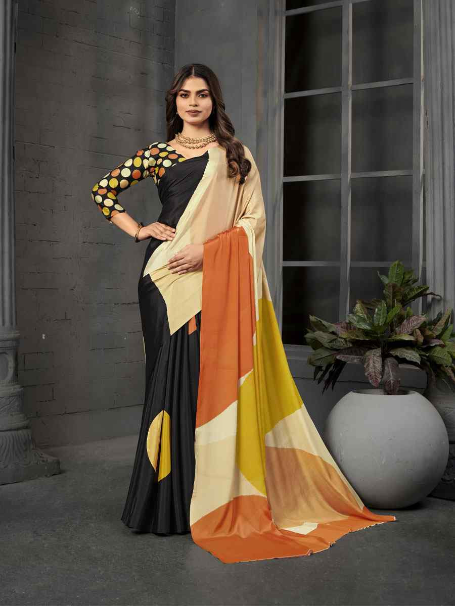 Multi Malai Crepe Silk Printed Casual Reception Festival Wedding Fancy Classic Style Sarees