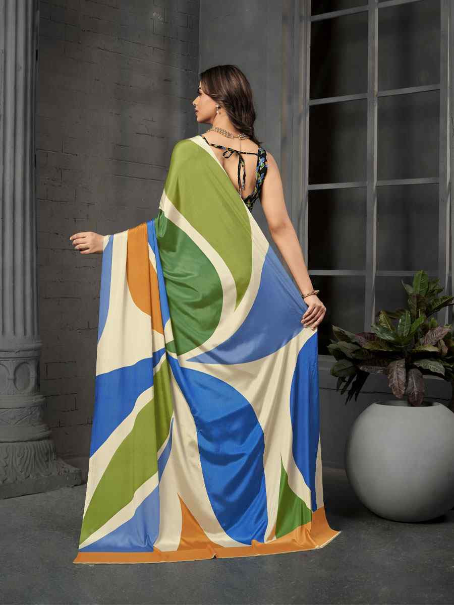 Multi Malai Crepe Silk Printed Casual Reception Festival Wedding Fancy Classic Style Sarees