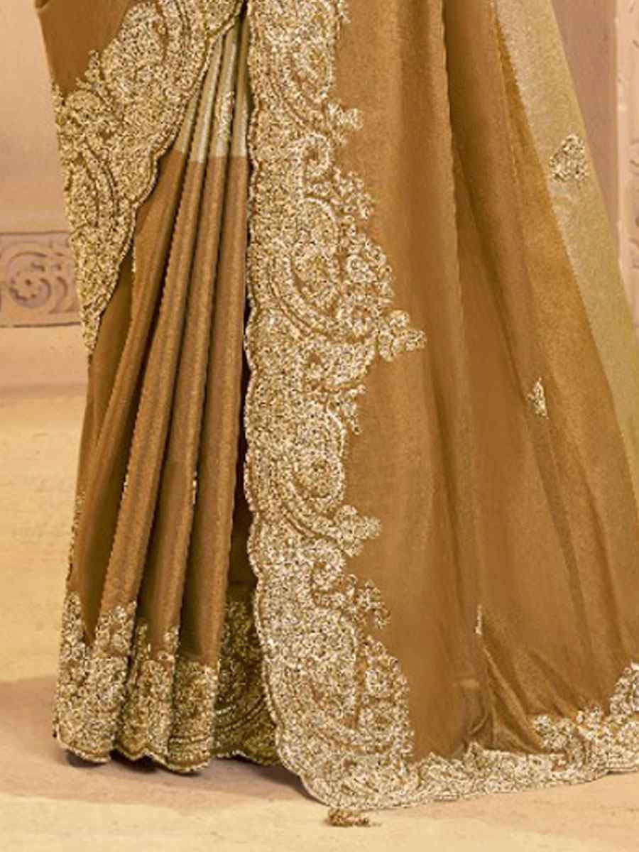 Multi Metallic Kora Zari Silk Embroidery Bridal Reception Party Festival Wedding Fancy Heavy Border Sarees