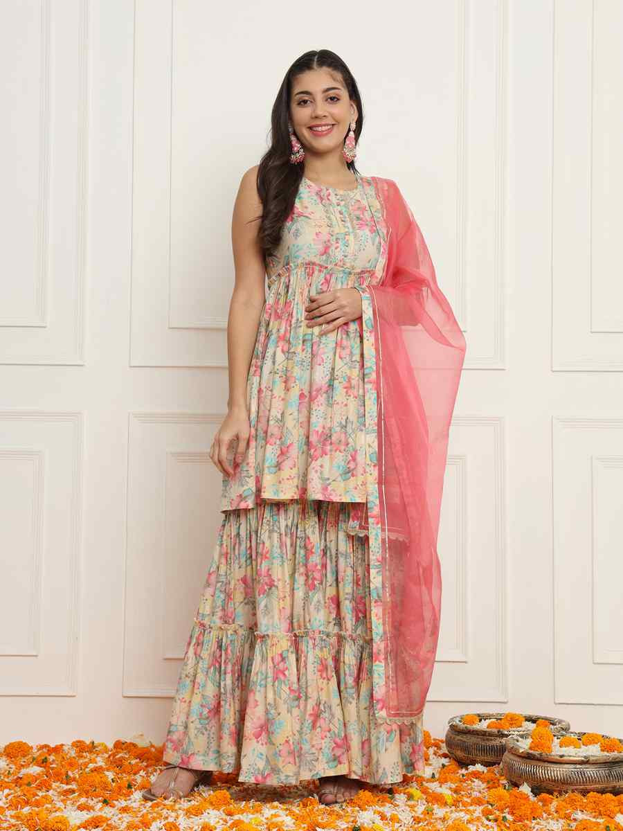 Multi Modal Silk Embroidered Party Casual Ready Sharara Pant Salwar Kameez